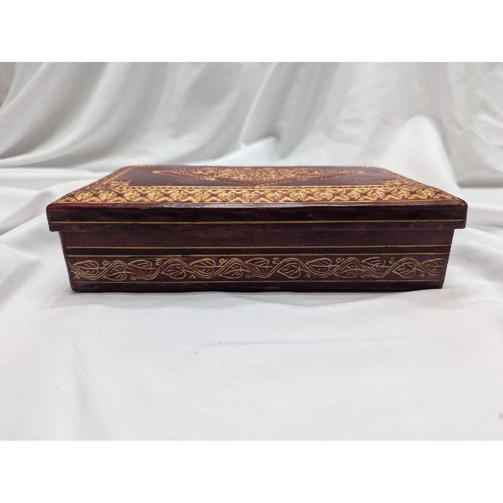 Vintage Signed Leather/Faux Box Set, Hand Tooled Brazilian Storage Boxes